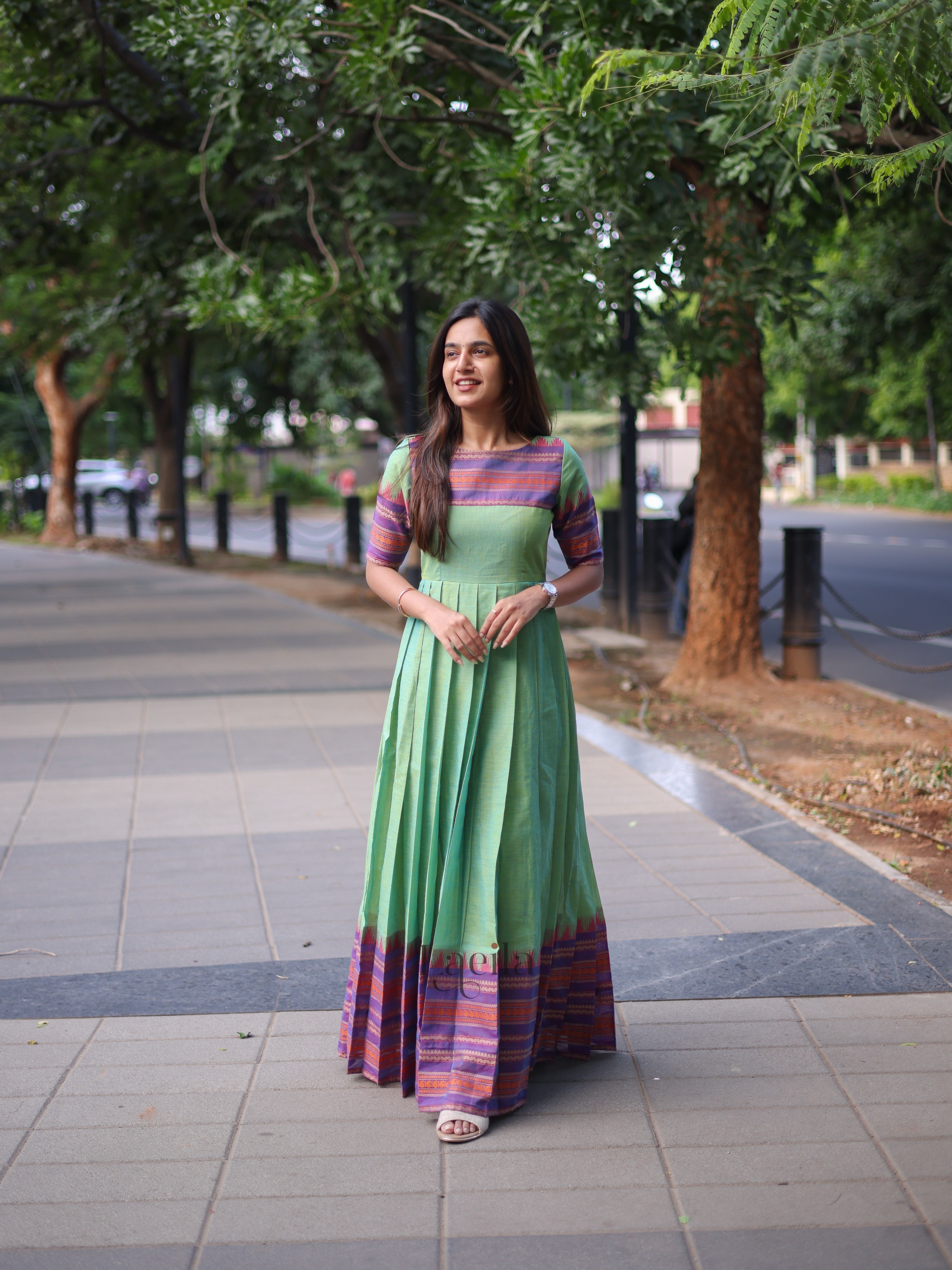 Pure Kanchi Cotton Mint green Gown XS